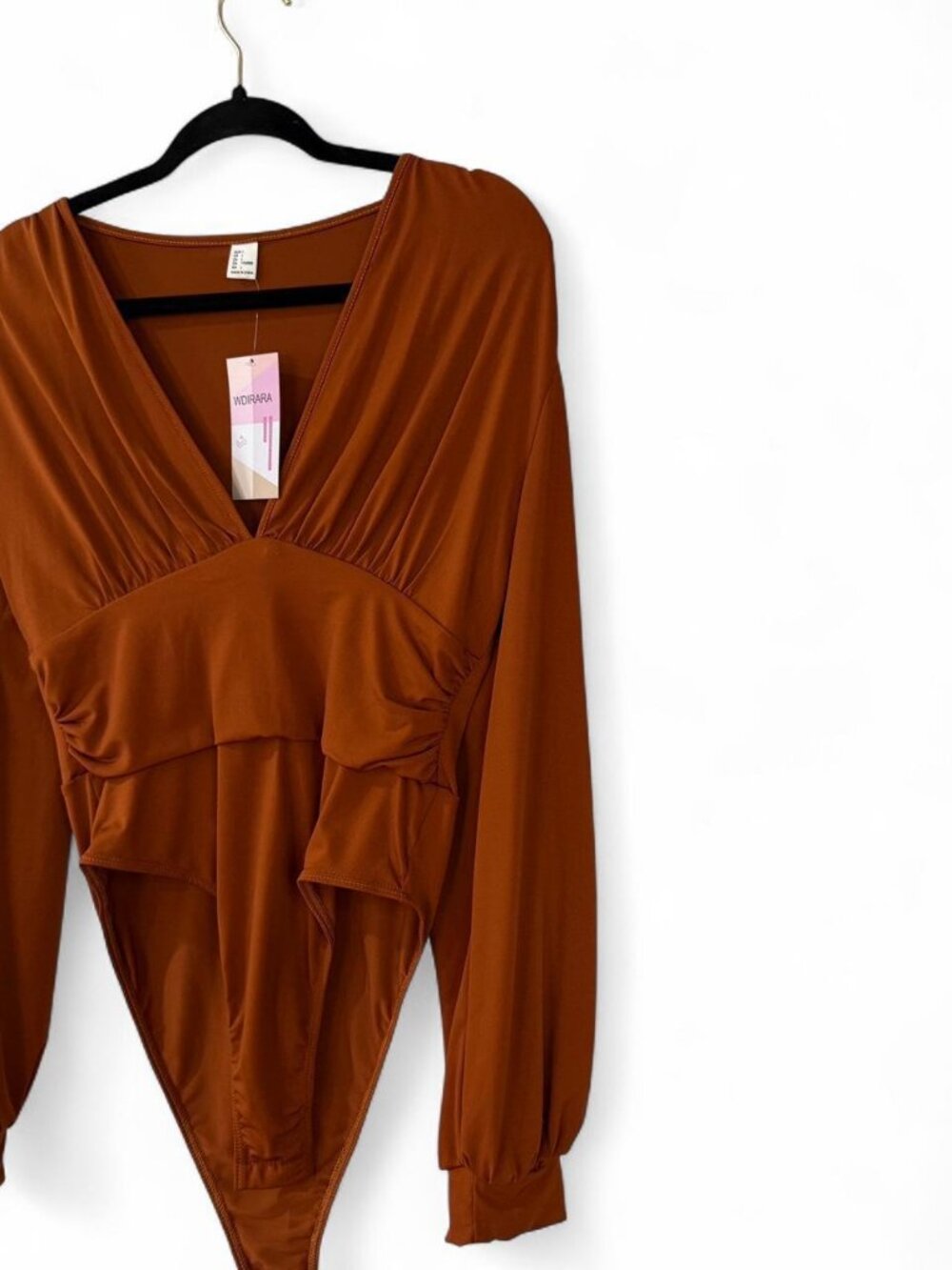 Woirara Burnt Orange Long Sleeve Bodysuit NWT S